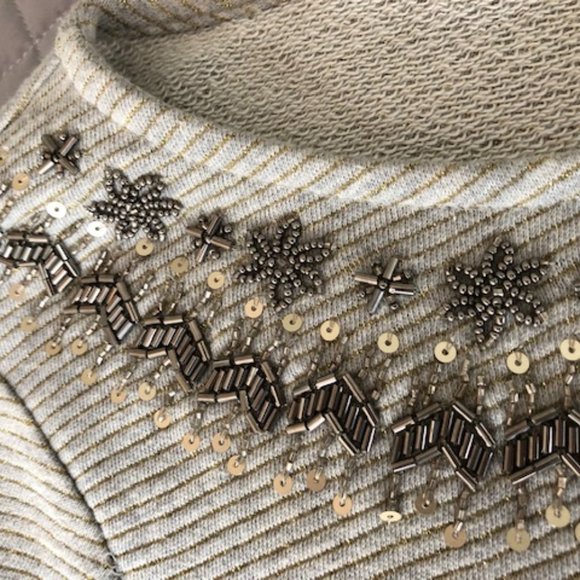 Talbots XL Beaded Holiday Sweater/Sweatshirt - Picture 3 of 6